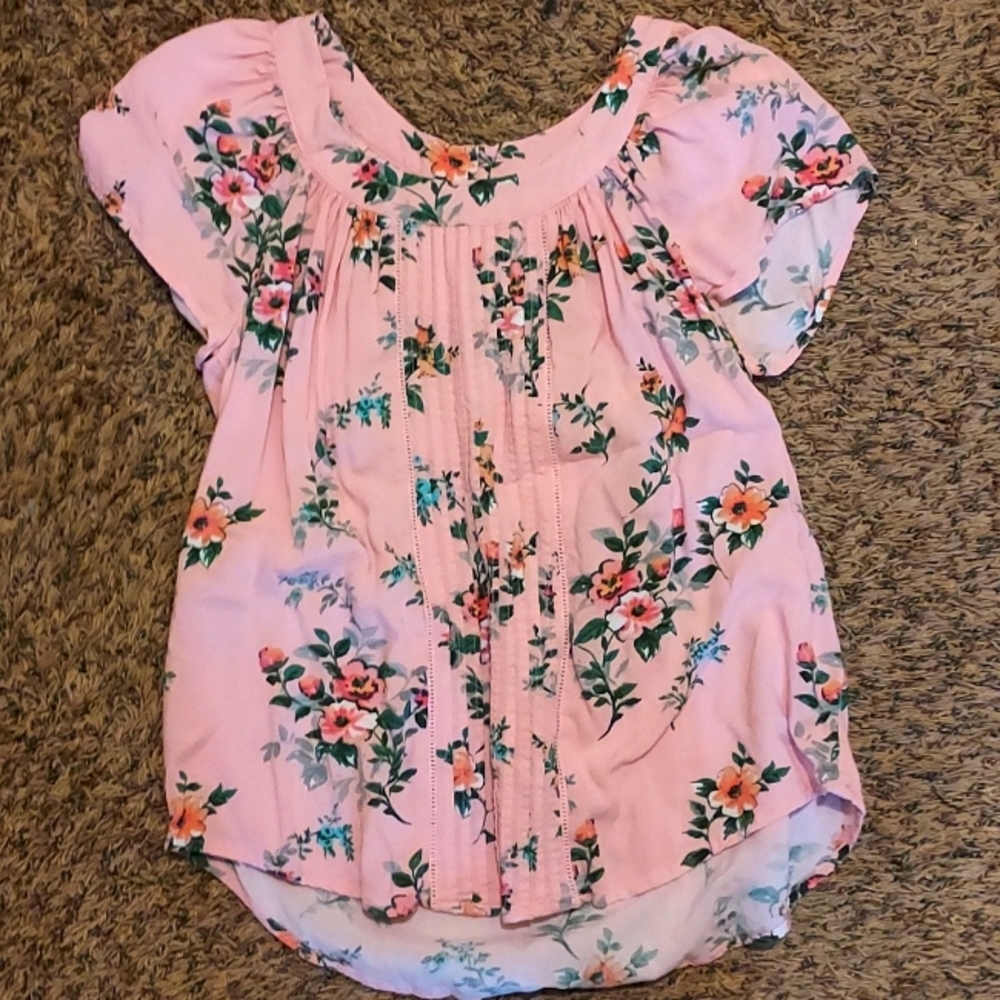 Pink floral blouse